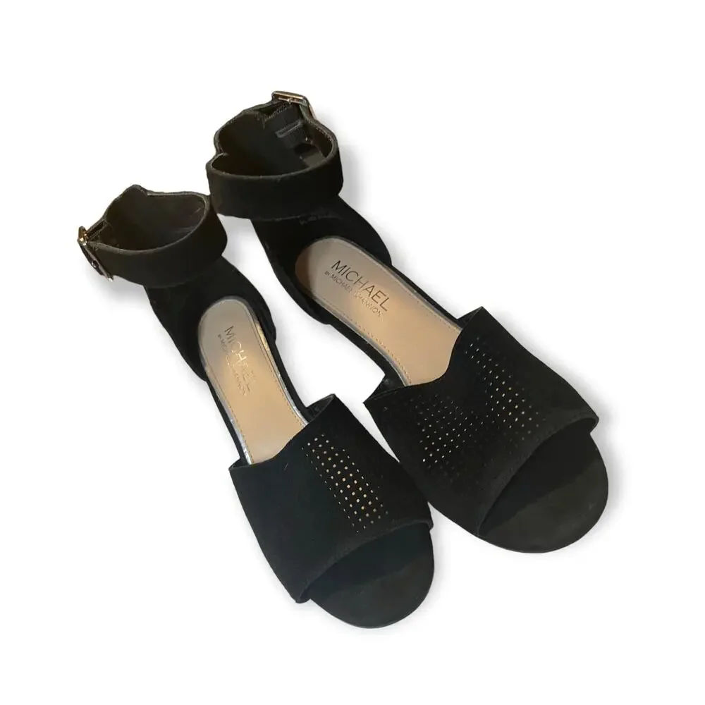 Michael by Michael Kors Heel wedges black suede leather upper 8.5 EUC